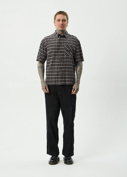Afends Darkness Short Sleeve Shirt Black Check