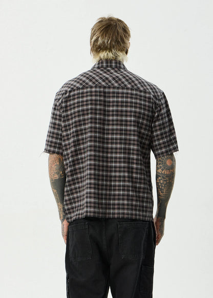 Afends Darkness Short Sleeve Shirt Black Check