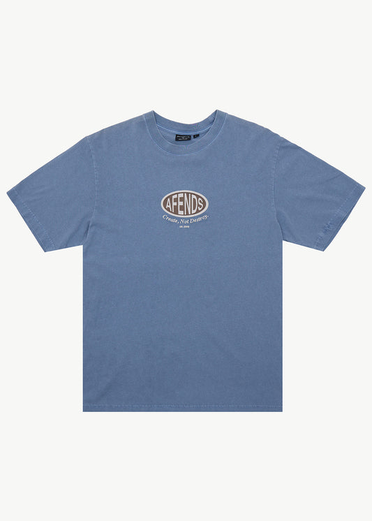 Afends Destroyed Retro Tee Washed Slate Blue 1