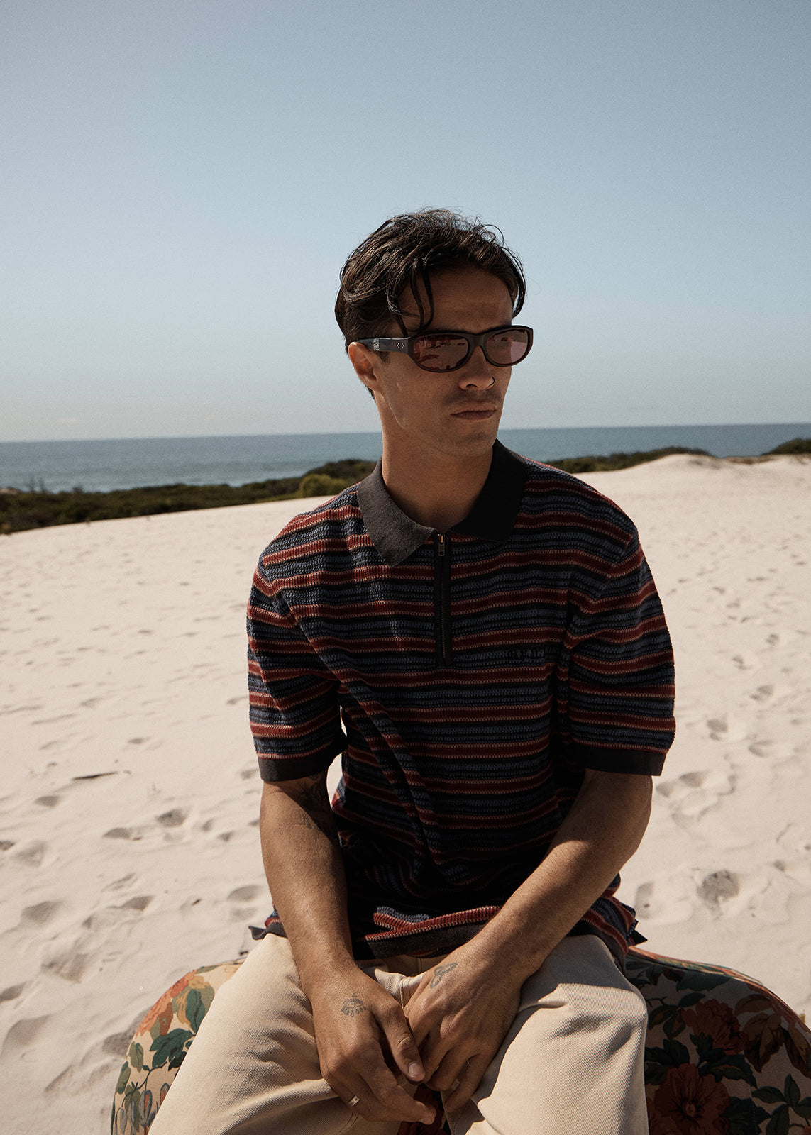 Afends Club Knit Polo Shirt Club Stripe 6