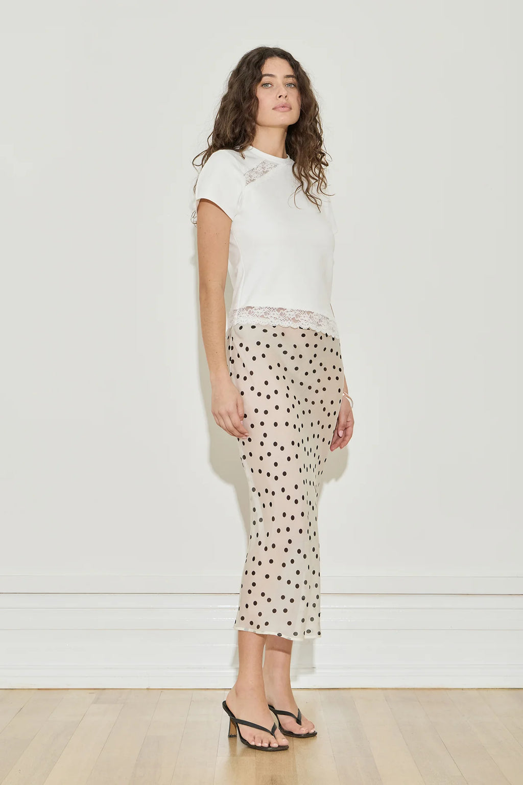 Maison Essentiele Lace Trimmed Baby Tee White