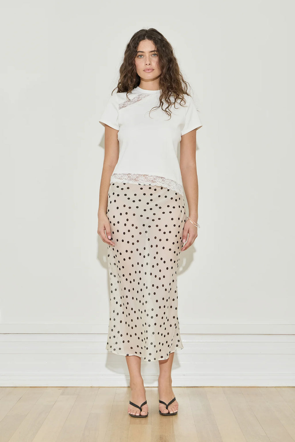 Maison Essentiele Lace Trimmed Baby Tee White