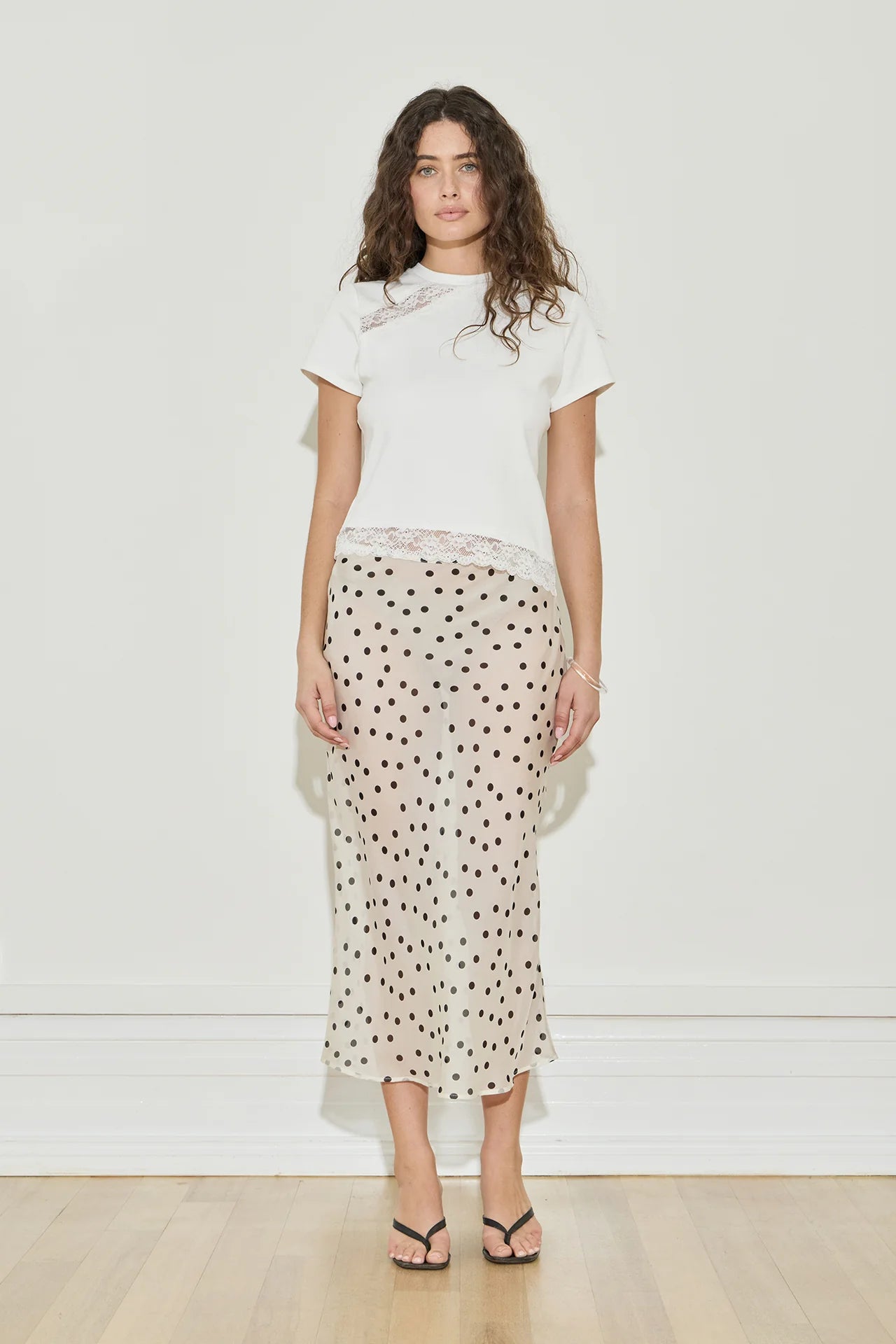 Maison Essentiele Lace Trimmed Baby Tee White