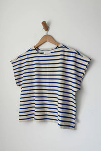 MANON TEE | BLUE STRIPE ON CREAM