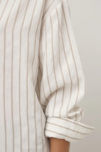 MAEVE LONGLINE SHIRT | TAUPE CREAM STRIPE
