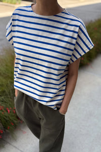 MANON TEE | BLUE STRIPE ON CREAM