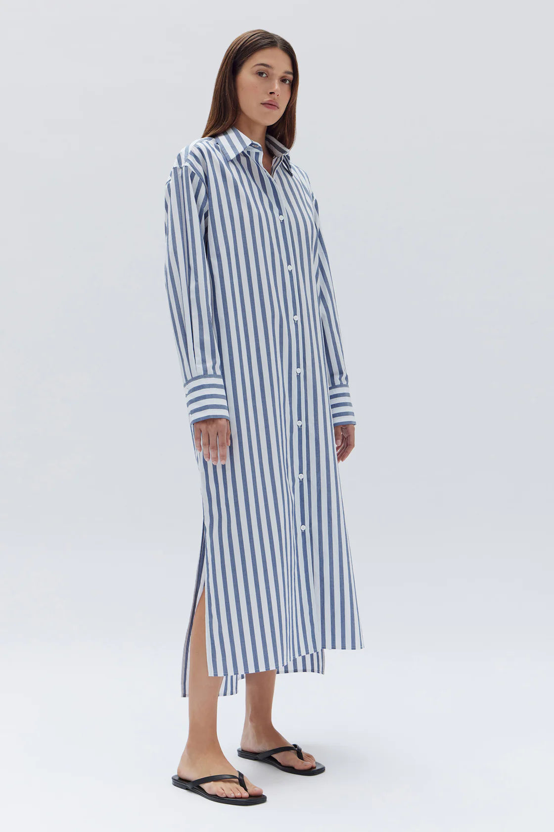 MARIE POPLIN SHIRT DRESS | ROYAL STRIPE