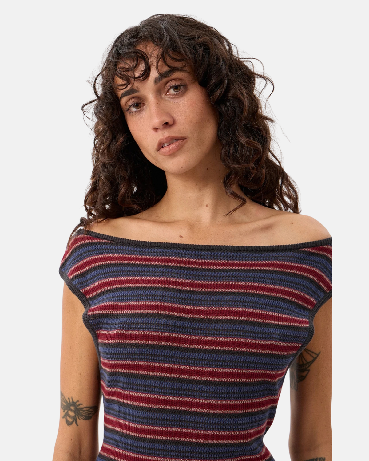 Afends Martina Knit Maxi Dress Club Stripe