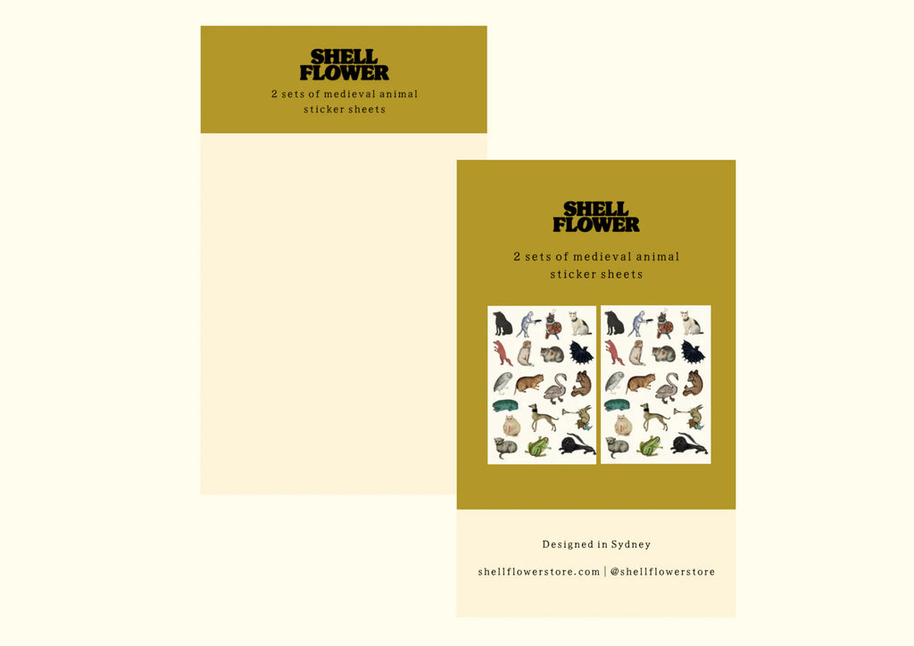 SHELLFLOWER MEDIEVAL ANIMAL STICKER SHEET