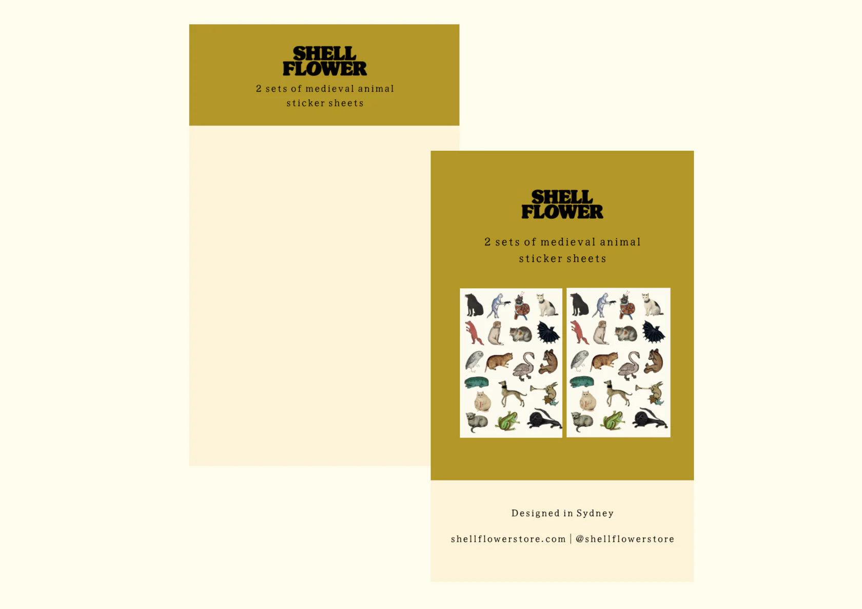 SHELLFLOWER MEDIEVAL ANIMAL STICKER SHEET