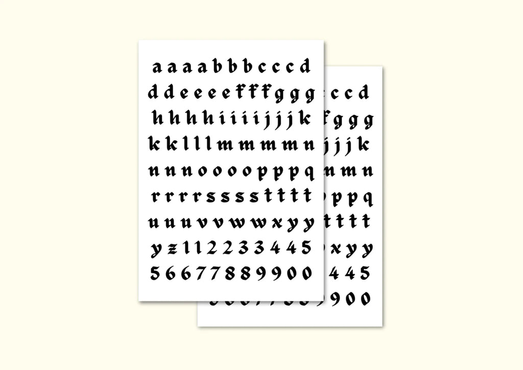 MEDIEVAL ALPHABET STICKER SHEET | BLACK