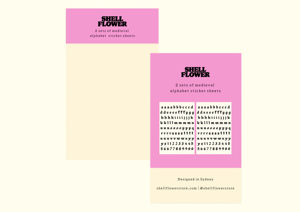 MEDIEVAL ALPHABET STICKER SHEET | BLACK