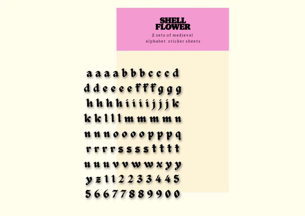 MEDIEVAL ALPHABET STICKER SHEET | BLACK