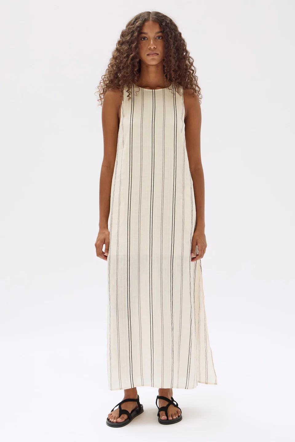 MILOS STRIPE MAXI DRESS | CREAM/BLACK