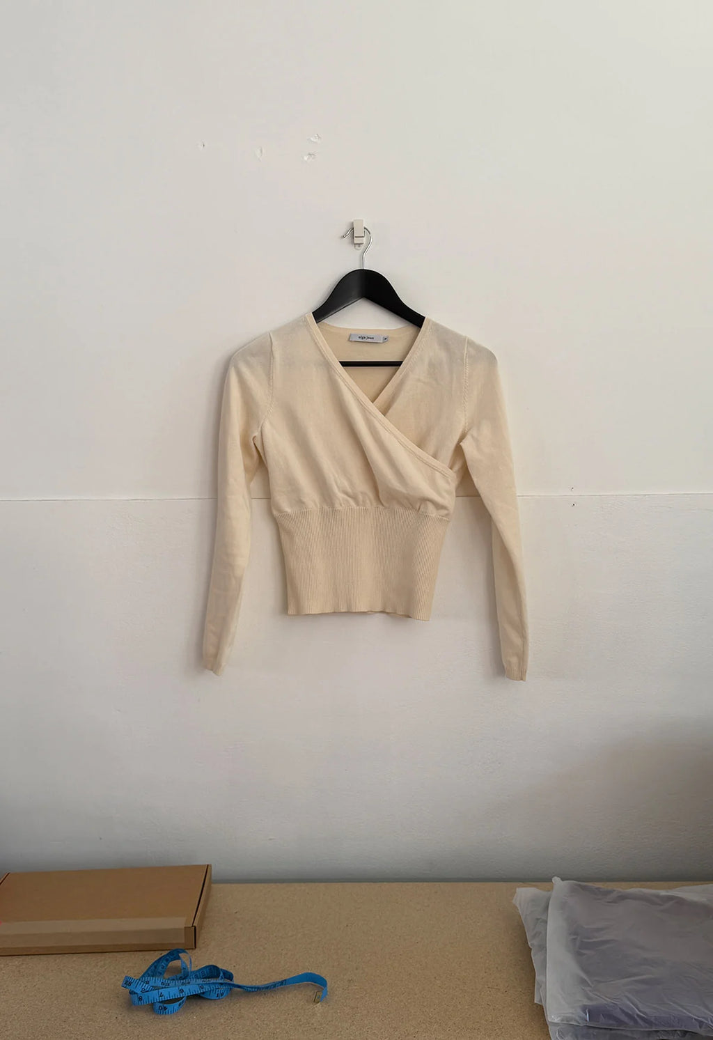 Olga Joan Mock Wrap Knit Top Avena