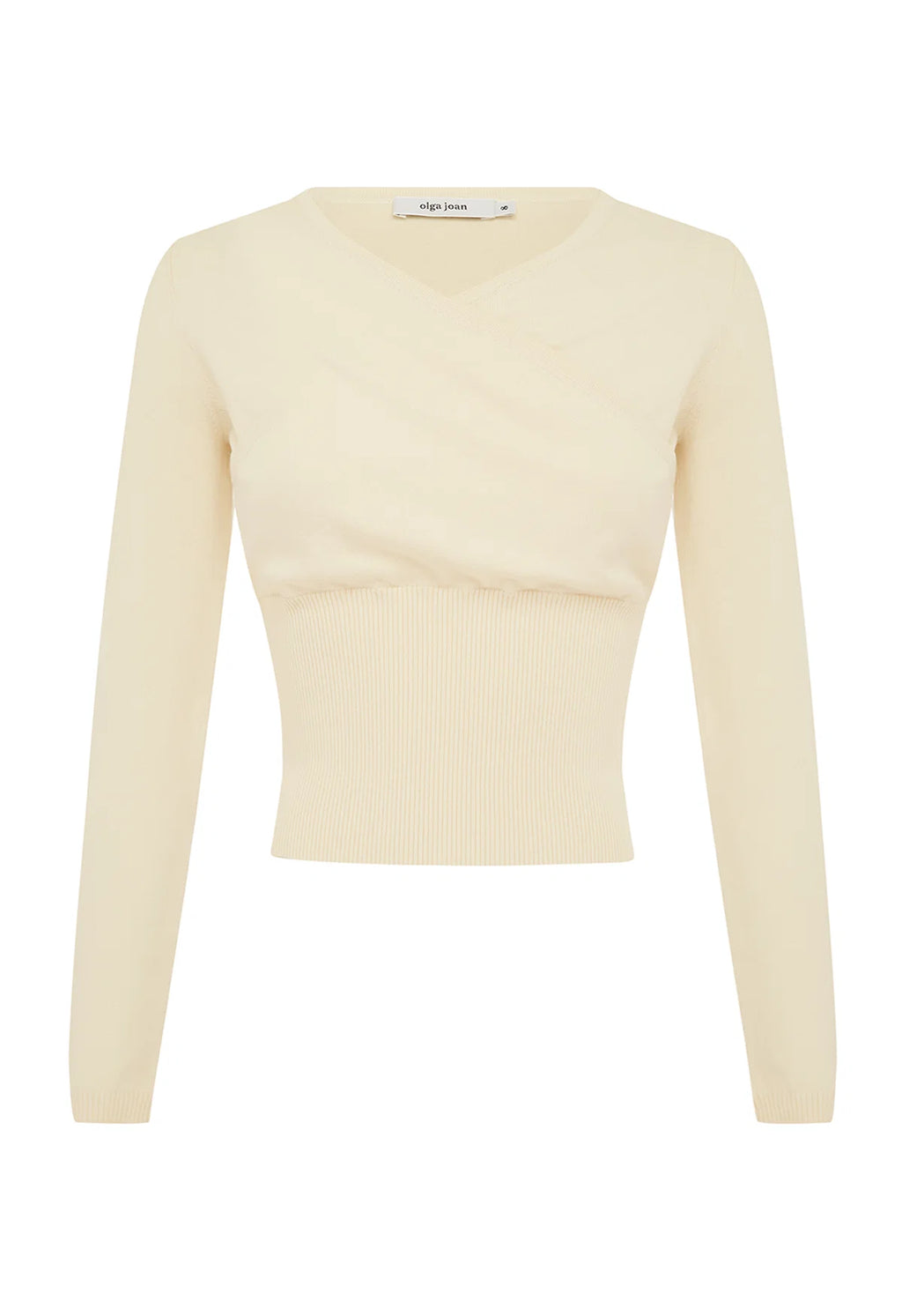 Olga Joan Mock Wrap Knit Top Avena
