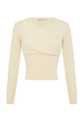 Olga Joan Mock Wrap Knit Top Avena