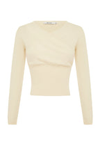 Olga Joan Mock Wrap Knit Top Avena