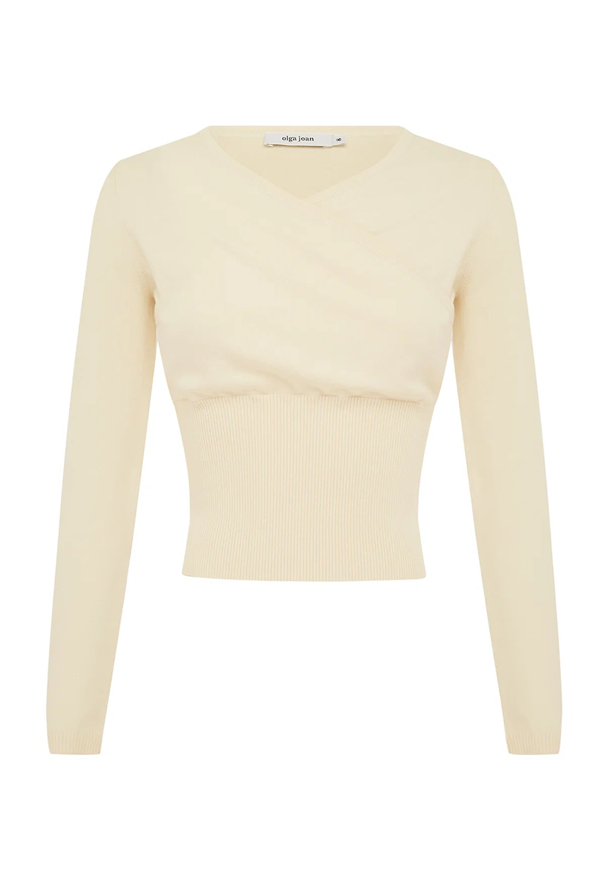 Olga Joan Mock Wrap Knit Top Avena
