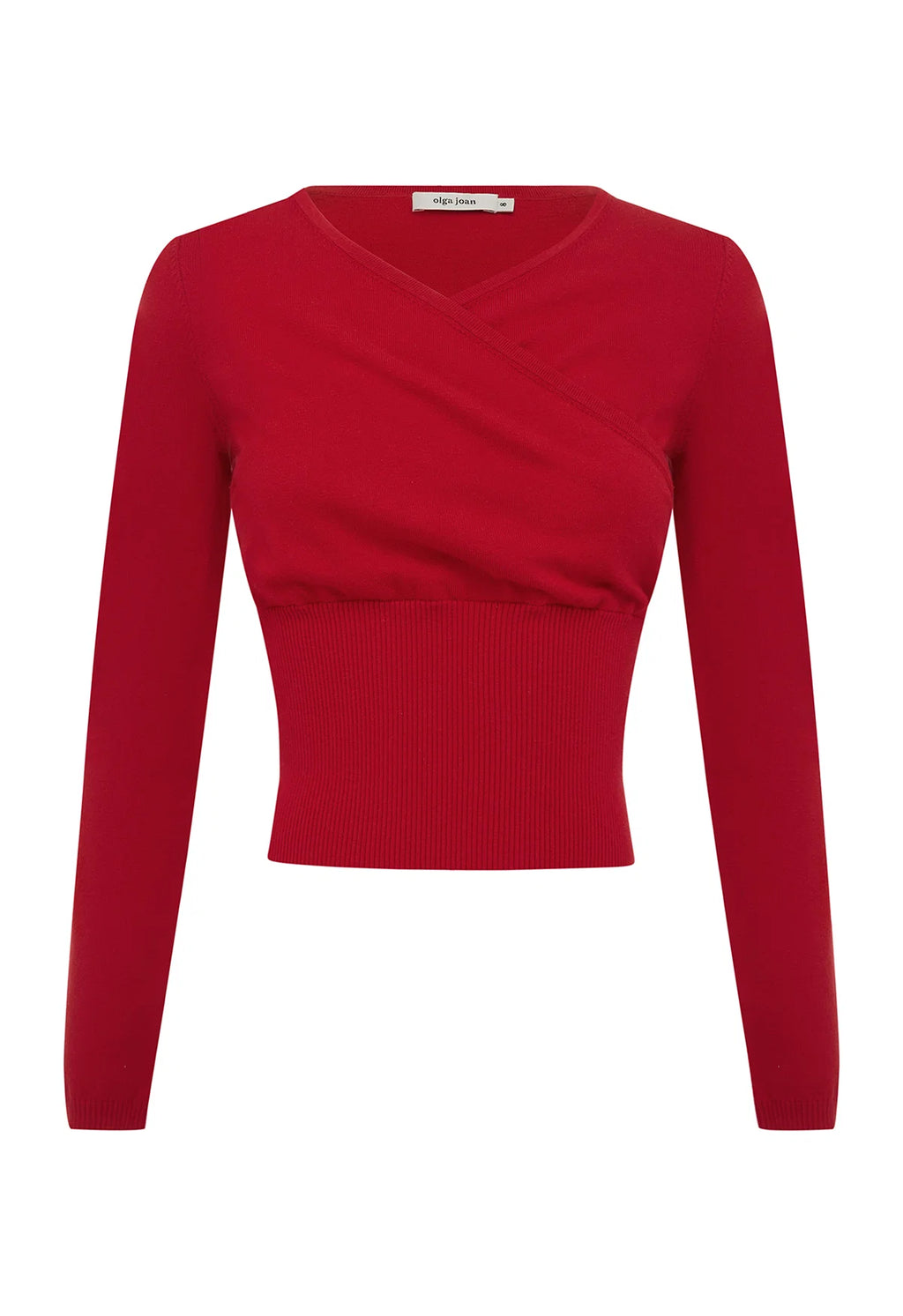 Olga Joan Mock Wrap Knit Top Rossa