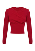 Olga Joan Mock Wrap Knit Top Rossa