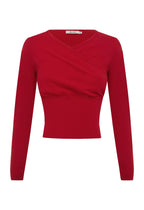 Olga Joan Mock Wrap Knit Top Rossa