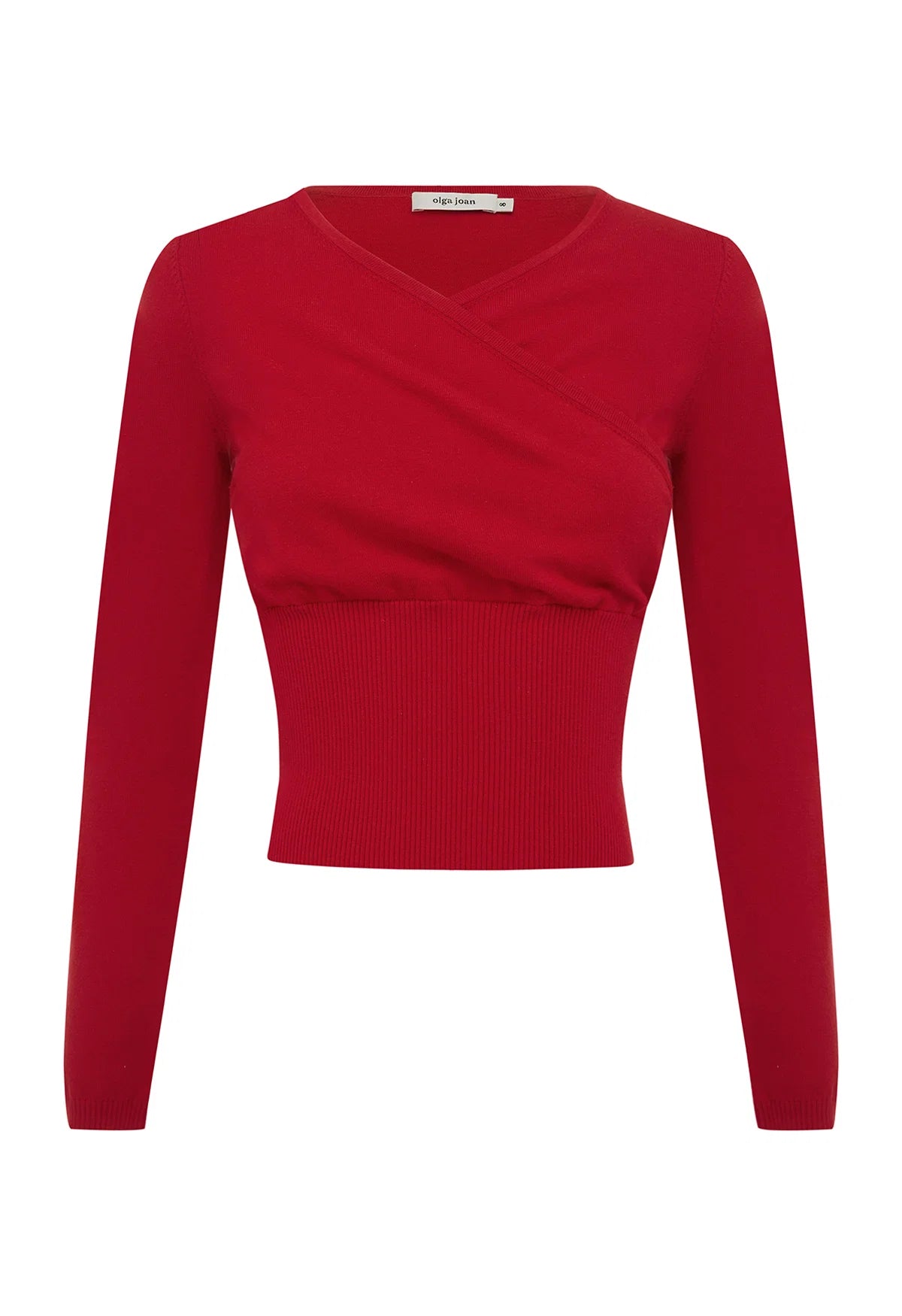 Olga Joan Mock Wrap Knit Top Rossa