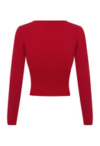 Olga Joan Mock Wrap Knit Top Rossa