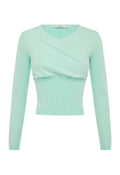 Olga Joan Mock Wrap Knit Top Seafoam
