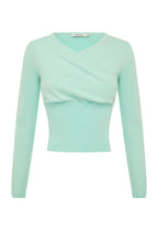 Olga Joan Mock Wrap Knit Top Seafoam