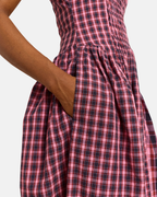 Damson Madder Molly Midi Dress Magenta Check