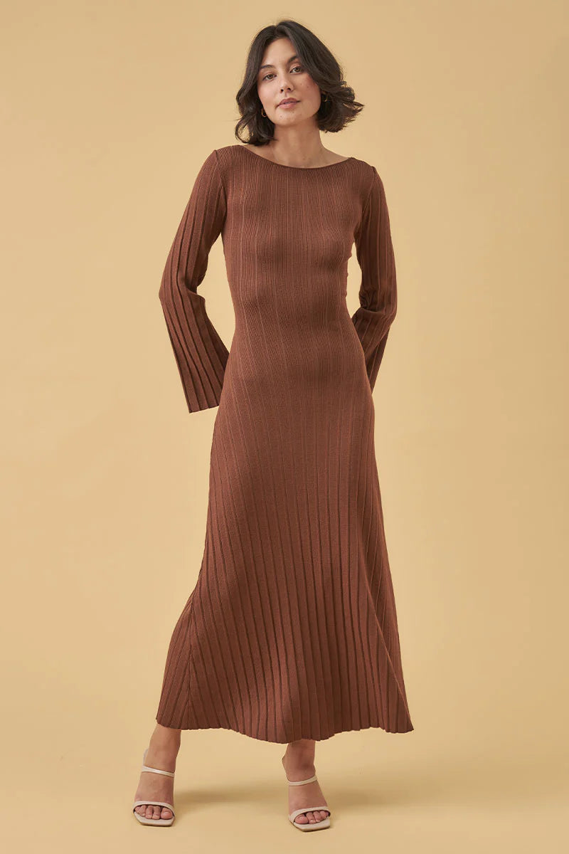 SENSE KNIT DRESS | CHOCOLATE