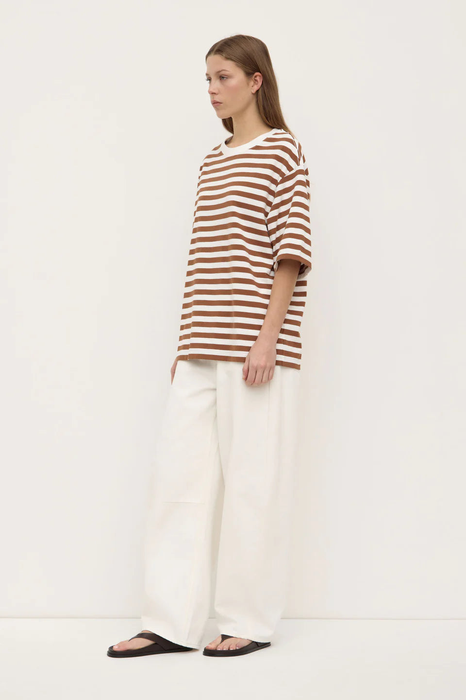 MONTE STRIPE COTTON SHORT SLEEVE TEE | EARTH/ANTIQUE WHITE