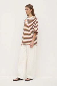 MONTE STRIPE COTTON SHORT SLEEVE TEE | EARTH/ANTIQUE WHITE