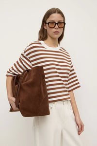 MONTE STRIPE COTTON SHORT SLEEVE TEE | EARTH/ANTIQUE WHITE