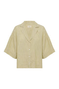 LOUNGE STRIPE LINEN SHIRT | MOSS STRIPE