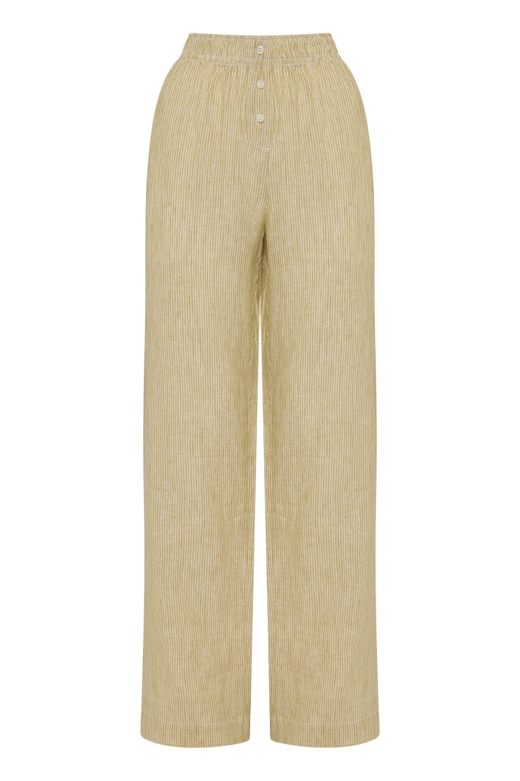 LOUNGE STRIPE LINEN PANT | MOSS STRIPE