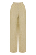 LOUNGE STRIPE LINEN PANT | MOSS STRIPE