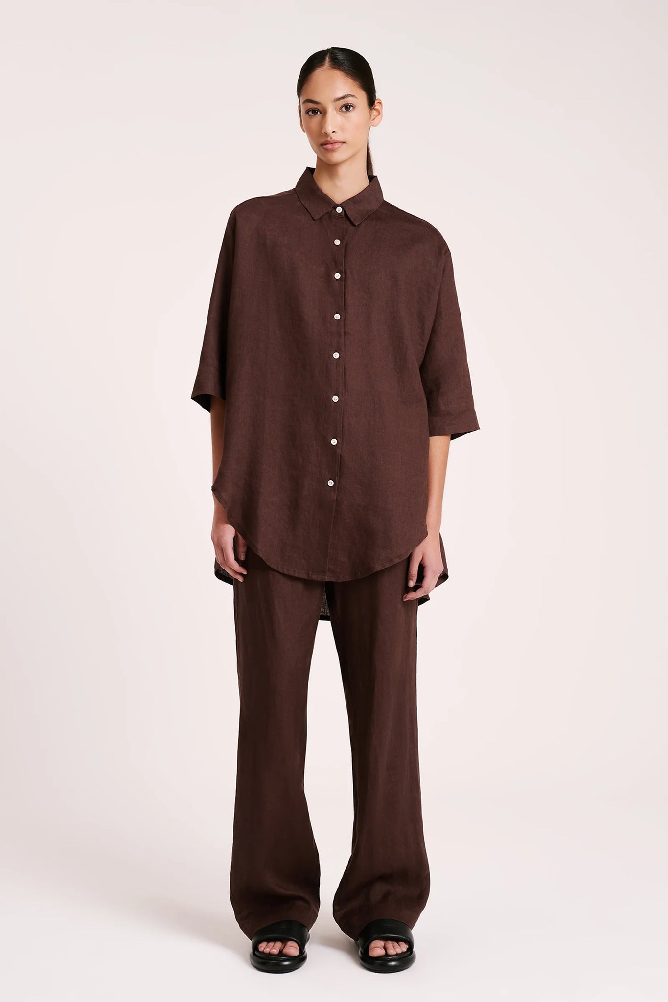 LOUNGE LINEN LONGLINE SHIRT | CHICO