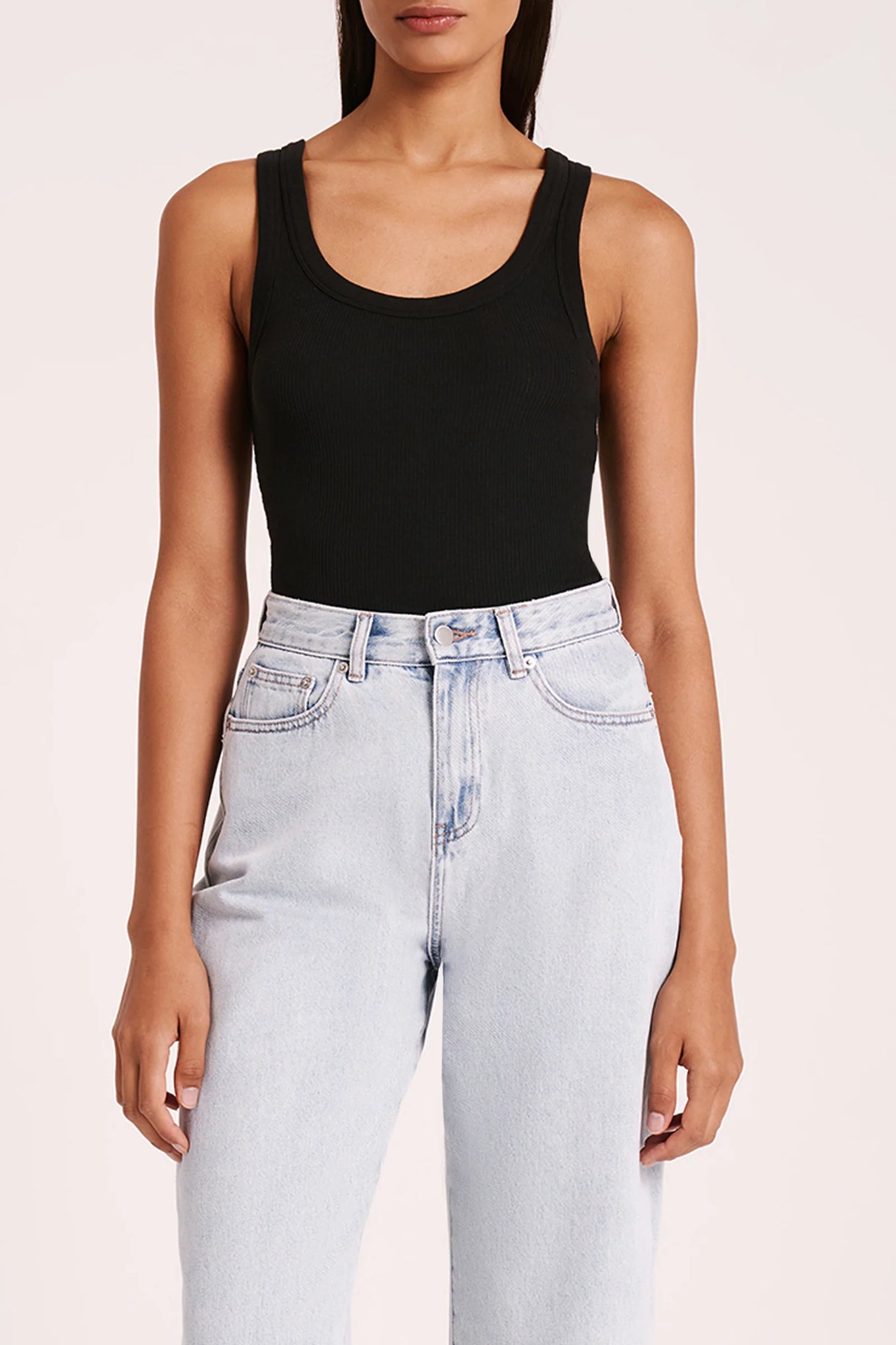 ORGANIC RIB SINGLET | BLACK