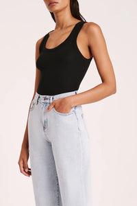 ORGANIC RIB SINGLET | BLACK