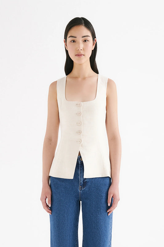 CLIO LINEN VEST | NATURAL