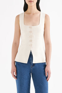 CLIO LINEN VEST | NATURAL