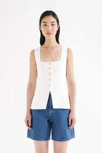 CLIO LINEN VEST | WHITE