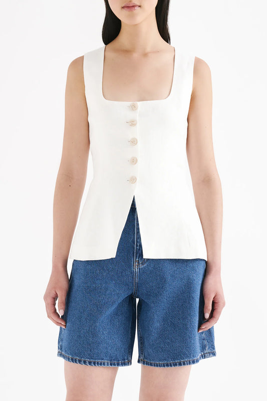 CLIO LINEN VEST | WHITE