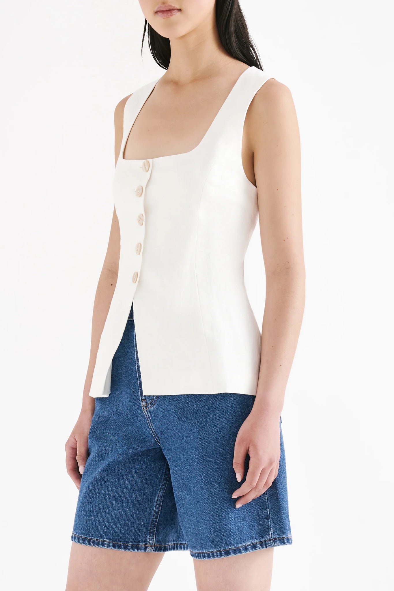 CLIO LINEN VEST | WHITE