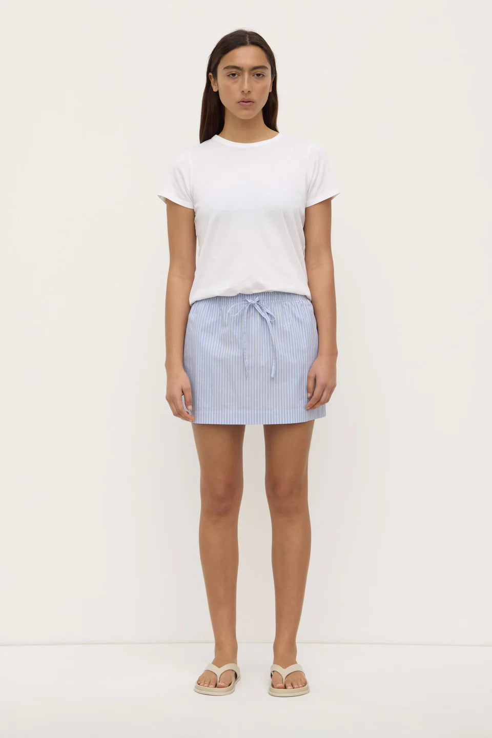 NIXIE STRIPE MINI SKIRT | BLUE/WHITE STRIPE