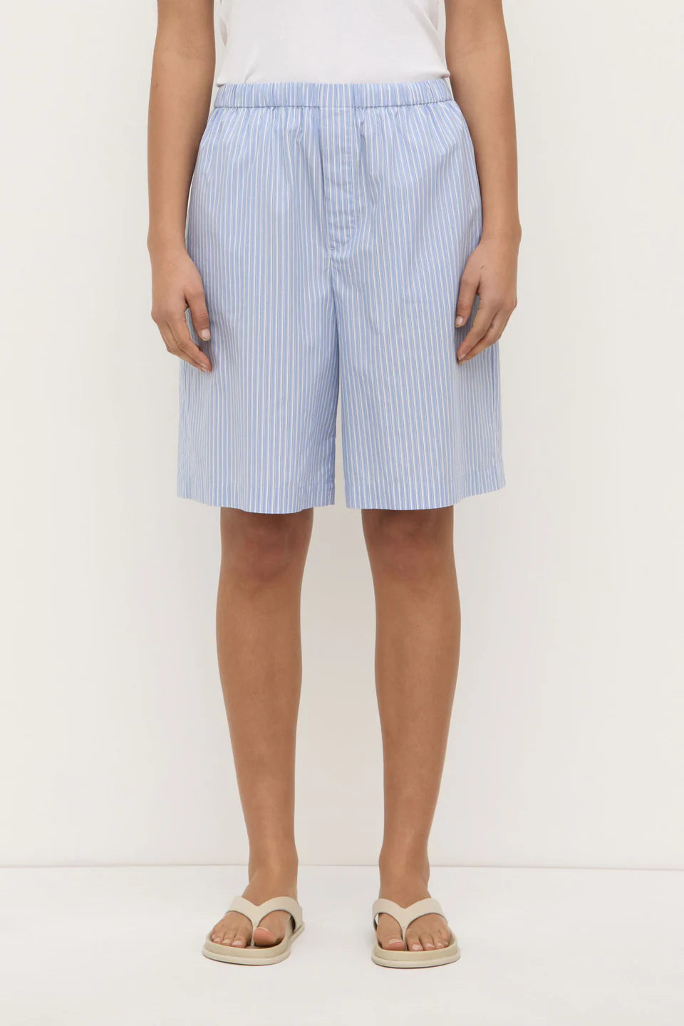 NIXIE STRIPE LONGLINE SHORT | BLUE/WHITE STRIPE
