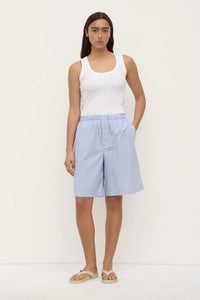 NIXIE STRIPE LONGLINE SHORT | BLUE/WHITE STRIPE
