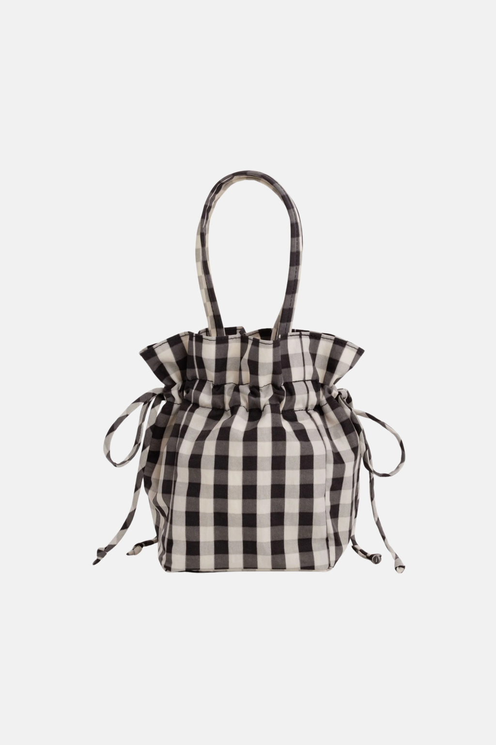Baggu Nylon Drawstring Bag Black and Cream Gingham